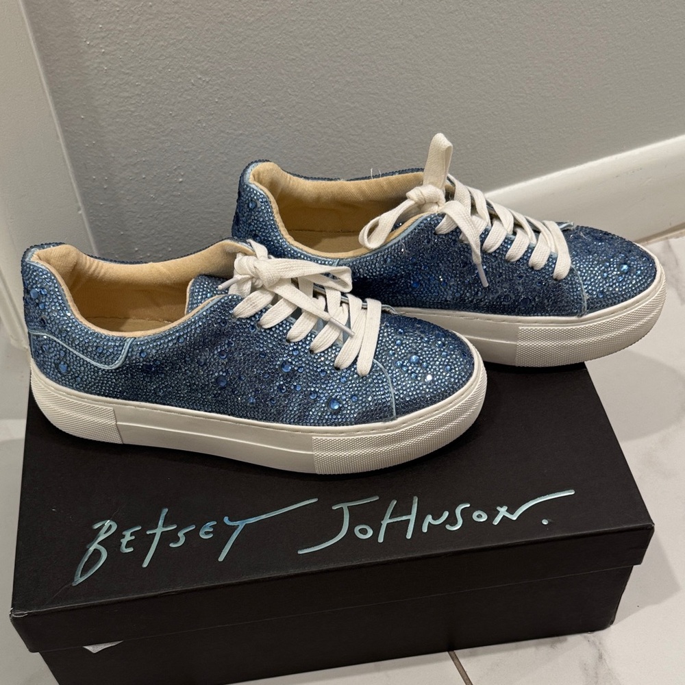 Betsey Johnson Blue Glitter Sneakers